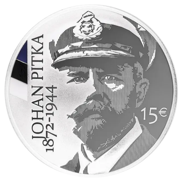 Estland Silbermünze 15 euro 2022, Johan Pitka, Estonia silver coin
