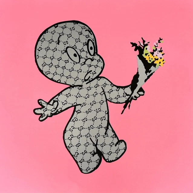 TREVOR ANDREW GUCCI Ghost Rinse Me Dry Pink 24 x 18 in Signed New