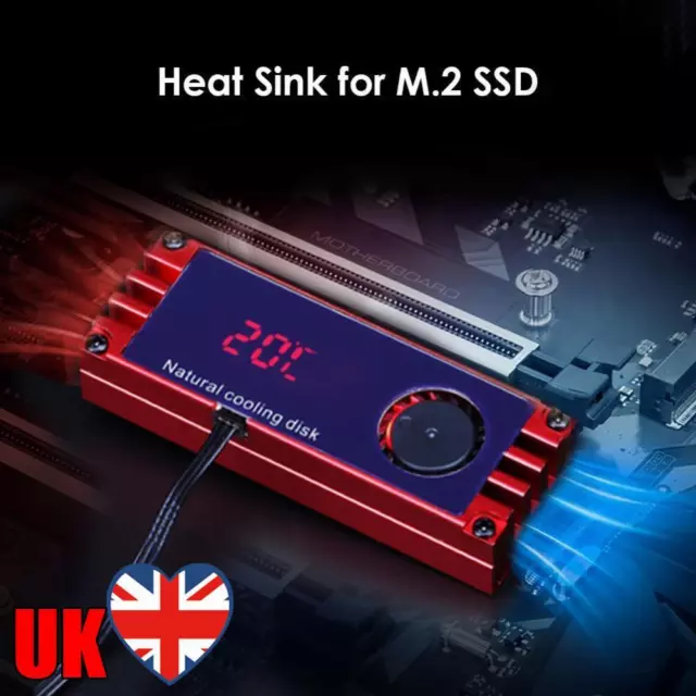 NGFF M.2 SSD Heatsink Cooler with Turbo Cooling Fan Digital Temperature Display