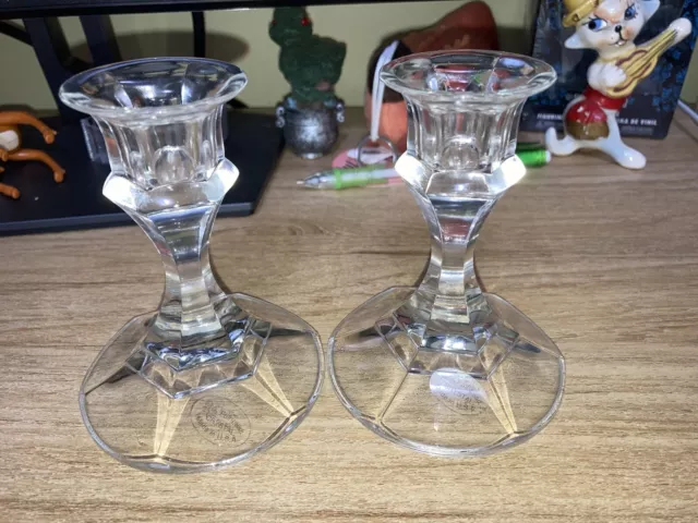 CLEAR GLASS CRYSTAL Candle Stick Holders 4