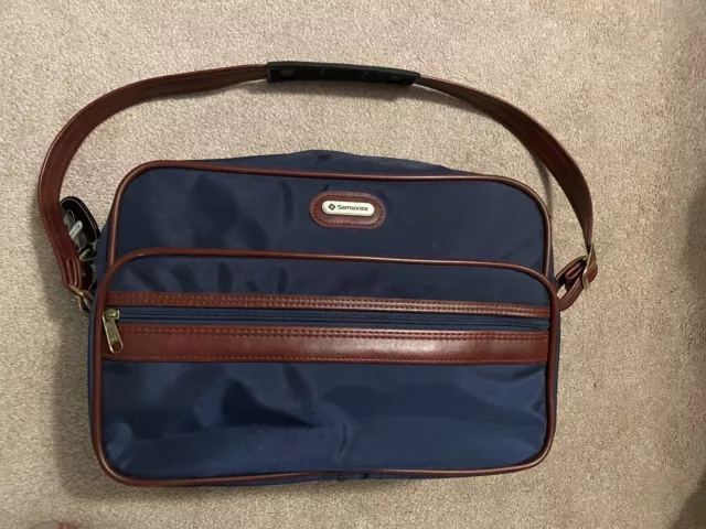 Vintage Nice Cond. 1980's Samsonite 22" Carry-On Suitcase AND Garment Bag Navy