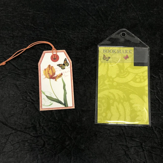 Vintage BOOKMARK 90s Floral Butterfly Stamp