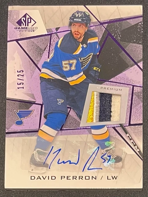 2021-22 SP Game-Used Purple Patch Autograph #45 David Perron 15/25 !! 4 Color