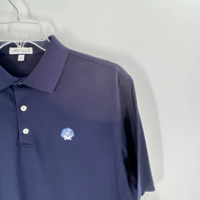 Peter Millar Navy Blue Cotton Polo Shirt Sz Large 2