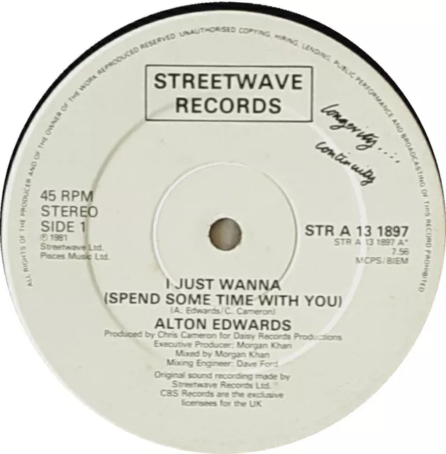 Best Price ! Alton Edwards I Just Wanna (Spend Some Time With You) 12" EX Vinyl