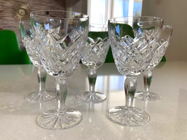 Diamond Cut Crystal Wine Glasses x 5. Pear Shaped. Bohemia. Gorgeous!