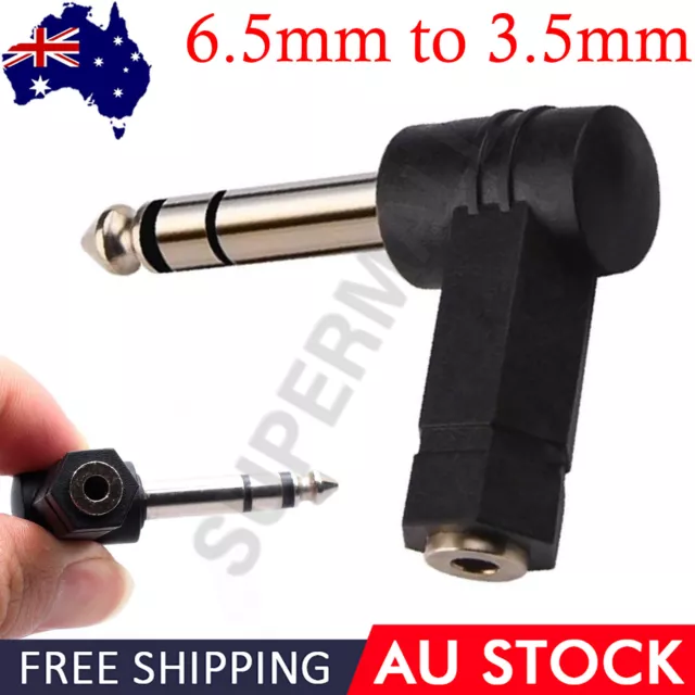 6.35mm to 3.5mm 1/4-Inch Male Plug Right Angle Stereo Audio Adaptor OZ