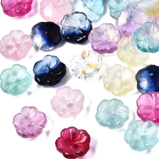 100pcs Mini Flower Bead 100pcs Floral Beads Crystal Flower Petals  Bracelets