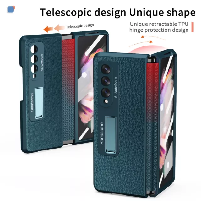 For Samsung Galaxy Z Fold5/4/3/2 Shockproof Hinge Protect Stand Case Screen Film