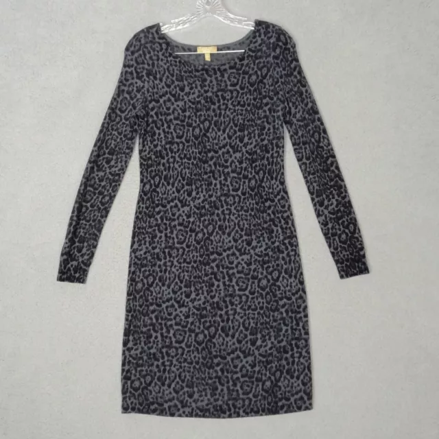 Merino Charter Club Merino Wool Sz S Womens Leopard Print Midi Sweater Dress