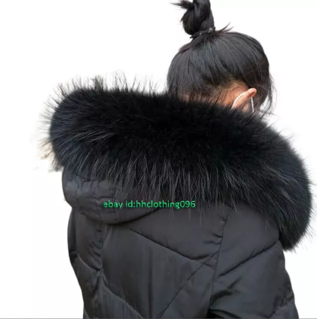 2024 Genuine Real Fur Collar Scarf Ussuri Raccoon Fur For Down Jacket Coat Parka