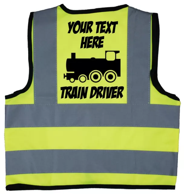 Personalised Train Driver Children's Kids Baby Hi Vis Jacket Vest Station