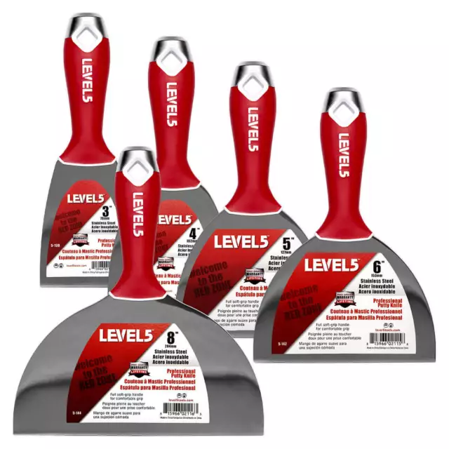 Drywall Putty Knife Set Stainless Steel Joint Knives 5 Piece | LEVEL5 | 5-602 2