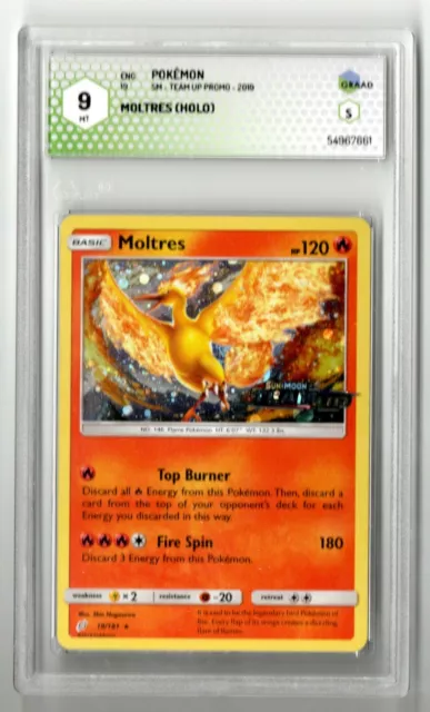 Pokemon Moltres Holo Rare Sun & Moon Team Up Promo Stamped GRAAD PSA BGS 9 MINT