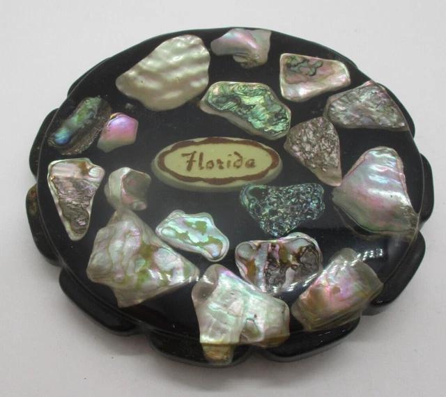 Vintage Abalone Shell and Lucite Florida Souvenir Trivet