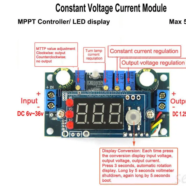 Solar Panels MPPT Controller 5A DC Buck Step-down Constant Voltage Current Module