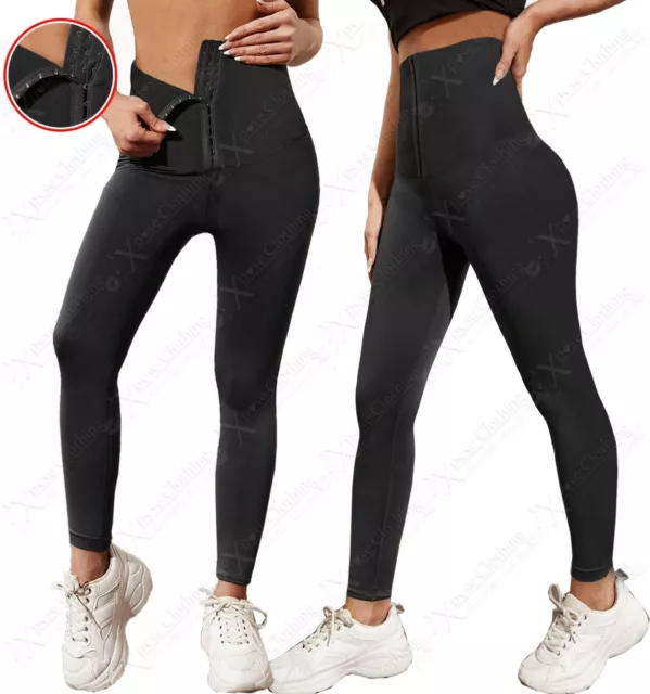 LADIES BLACK 2IN1 TUMMY CONTROL HIGH WAIST BODY SHAPER CORSET SLIMMING  LEGGINGS