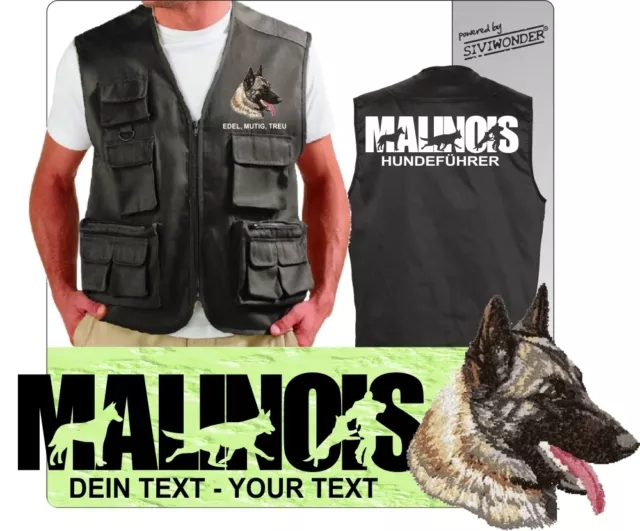Weste Hundesport MALINOIS Outdoor Stickerei Druck  by Siviwonder + Text bis 3XL