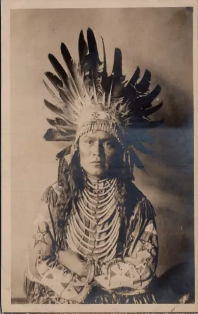 INDIANS, Indian Chief Real Photo Postcard - Fred Harvey