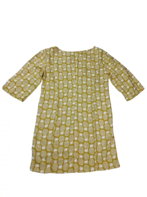 BODEN LAURIE LADIES Linen Yellow White Pineapple Print Dress Size UK 6P ...