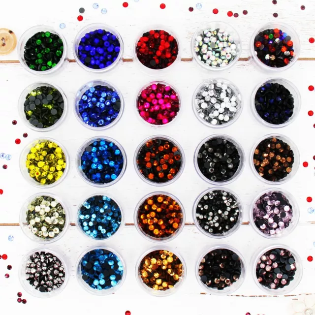 Machine Cut Hotfix Crystal Rhinestones - 5 Sizes - 25 Colors - Hot Fix Stones