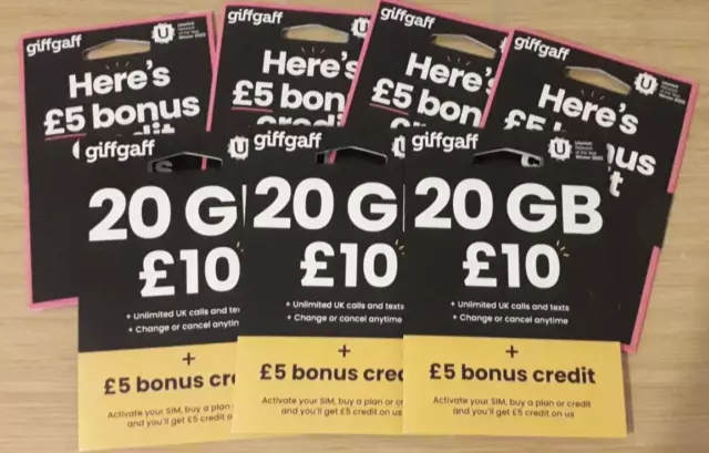 Giffgaff Giff Gaff Nano Micro Standard SIM Card 3 in 1 FREE £5 Credit 4G & 5G