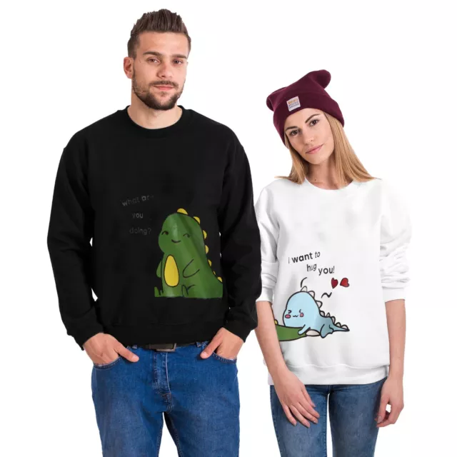 Men Dinosaur Pullover Cute Shirt For Lovers Matching Sweatshirt For Couple