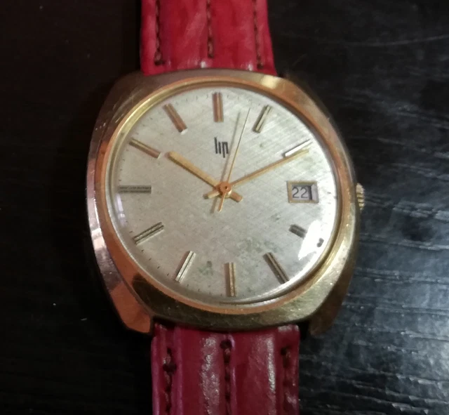 Montre Mécanique Vintage LIP 7425 - Boîtier Plaqué Or, Cadran Blanc, Révisée
