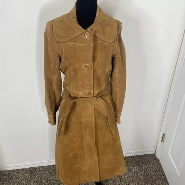 VINTAGE SUEDE WOMAN S 60s 70s Trench Coat Hipster Mod Boho Hippie ...