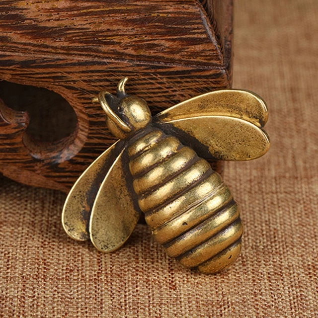 6 Figurines Abeille En Laiton - Décorations Dorées 4.7x3.2cm, Pour Bureau Ou Maison