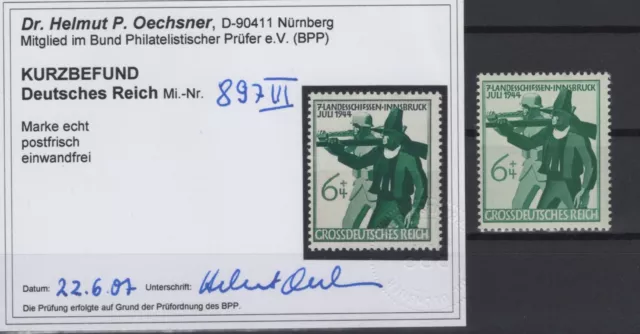 DR: MiNr. 897 III ** POSTFRISCH, Plattenfehler III, BEFUND OECHSNER BPP