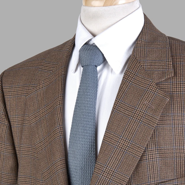Brooks Brothers Sport Cappotto Uomo 44R Cedro Marrone IN Plaid Lana Giacca Italy