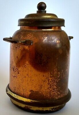 2" vintage Miniature Copper Kitchen Canister w/brass lid and bottom