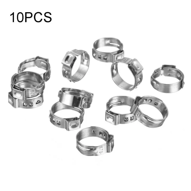 Reliable Single Ear Clamp Fittings Pack of 10 PEX Stainless Steel Hose Clamps