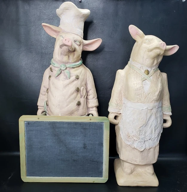 Large Kitchen Restaurant French Chef Pig Statue Butcher, 54 OFF
