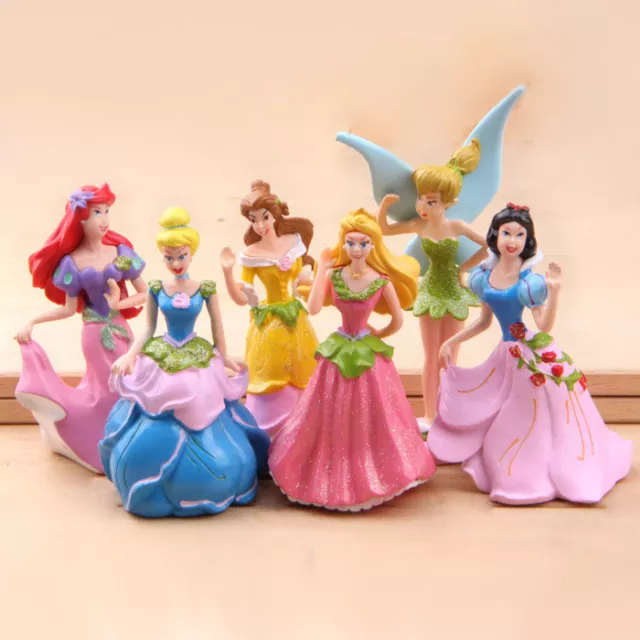 6PCS  Princess Toy Cake Topper Cinderella Snow White Belle Mixed Figures