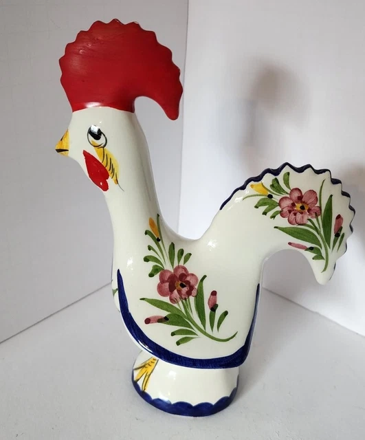 Portugal 7.5" Lucky Rooster Figurine Folk Art Ceramic Pottery Hand Painted