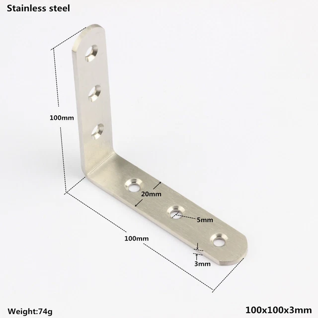 Stainless Steel Right Angle Bracket Corner Brace Joint Shelf  L Shape 1-100Pcs