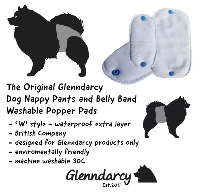 Glenndarcy Washable Waterproof Base Popper Pads for Dog Nappy & Belly Band