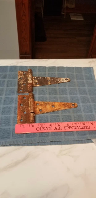 Large 7 .75 antique  (barn door hinges) vintage rustic iron Salvage Reclaimed