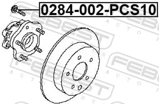 Radbolzen FEBEST 0284-002-PCS10 für NISSAN JUKE F15 PRIMERA P11 QASHQAI 1 J10 3 2