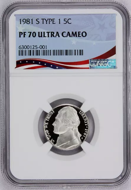 1981-S TYPE 1, Proof Jefferson Nickel, Graded PF70UC by NGC ~1B