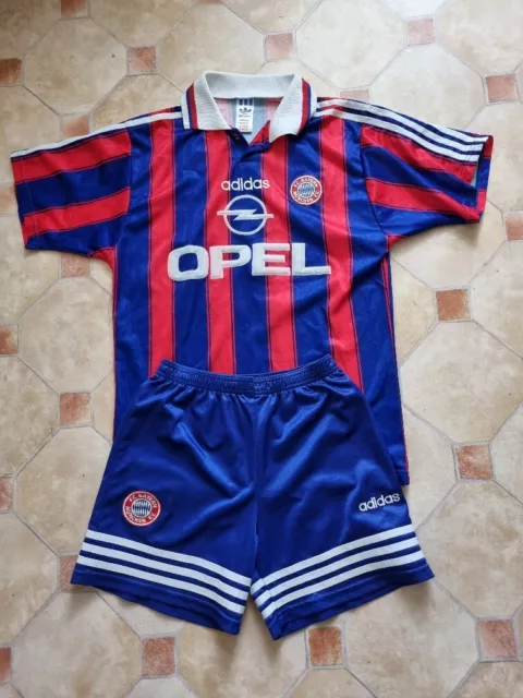 FC BAYERN MÜNCHEN Trikot+Hose, adidas 1997, rot-blau OPEL, 7 SCHOLL, Gr.: S,