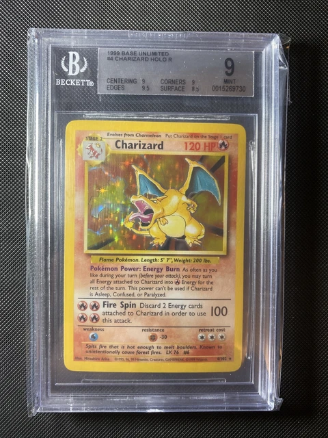 Charizard 4/102 Holo Unlimited Base Set BGS 9 Mint  Pokemon Card UK Seller