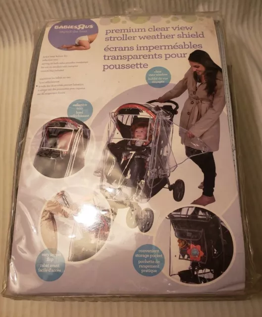 Babies R US Premium Clear View Stroller Weather Shield 100% Vinyl ReflectiveTrim