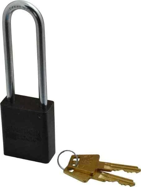 American Lock Keyed Alike Lockout Padlock 3" Shackle Clearance, 1/4" Shackle ...
