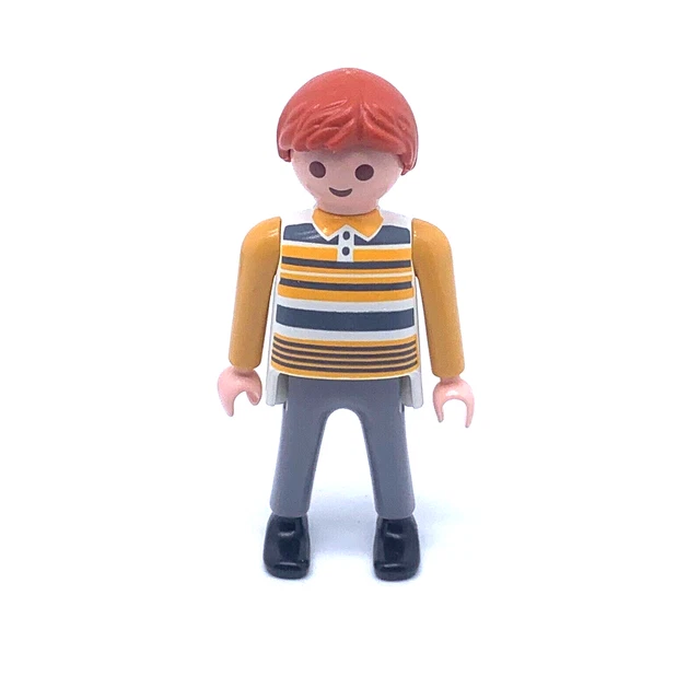 Figurine Playmobil Homme Moderne – Cheveux Châtains, T-shirt Et Pantalon Bleu, Baskets Blanches, Occasion
