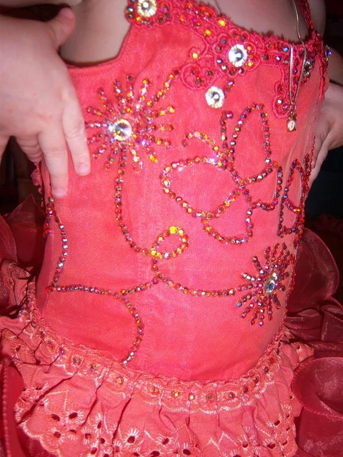open lace back dress Ladivine CC415 Size 12 Red Sheer Beaded V Neck Corset Prom Dress A Line Shimmer Ballgown Formal Gown main image 1