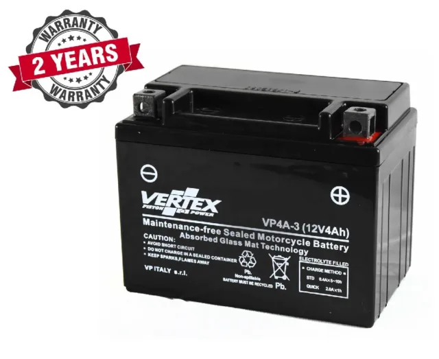 Vertex VP4A-3 Sealed AGM Battery Replaces - CB4L-B YB4L-B 00F03300401 VP1