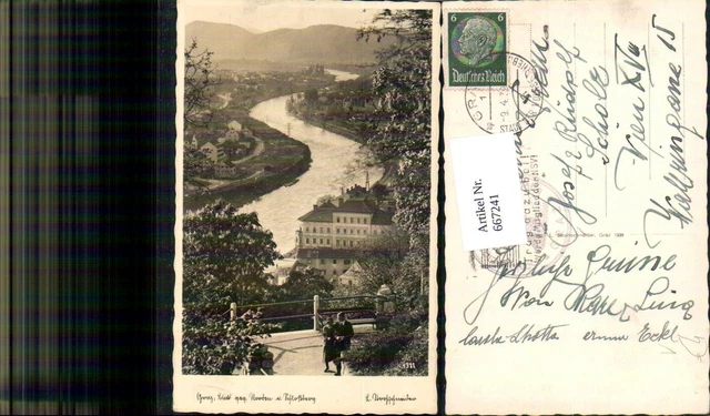 667241,Foto Ak Graz Blick geg.  Norden v. Schlossberg pub L. Strohschneider 1311